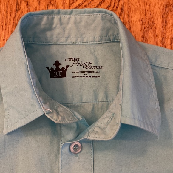 Littlest Prince Couture Button Down Shirt with Bow Tie, boys, 2T - Picture 3 of 10